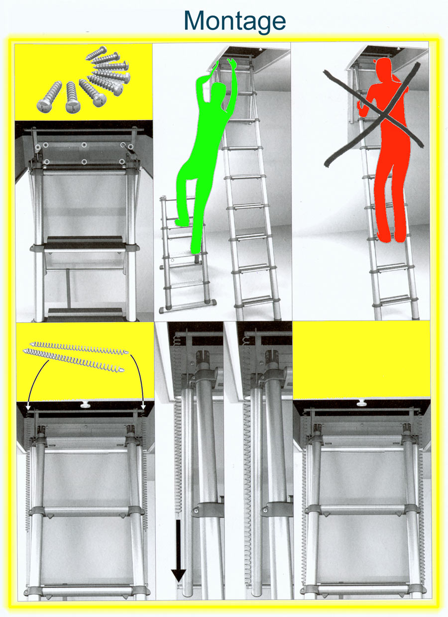 Échelle escamotable, 5 mètre échelle télescopique en Aluminium échelle de Grenier avec crochets de toit Extension Ladder